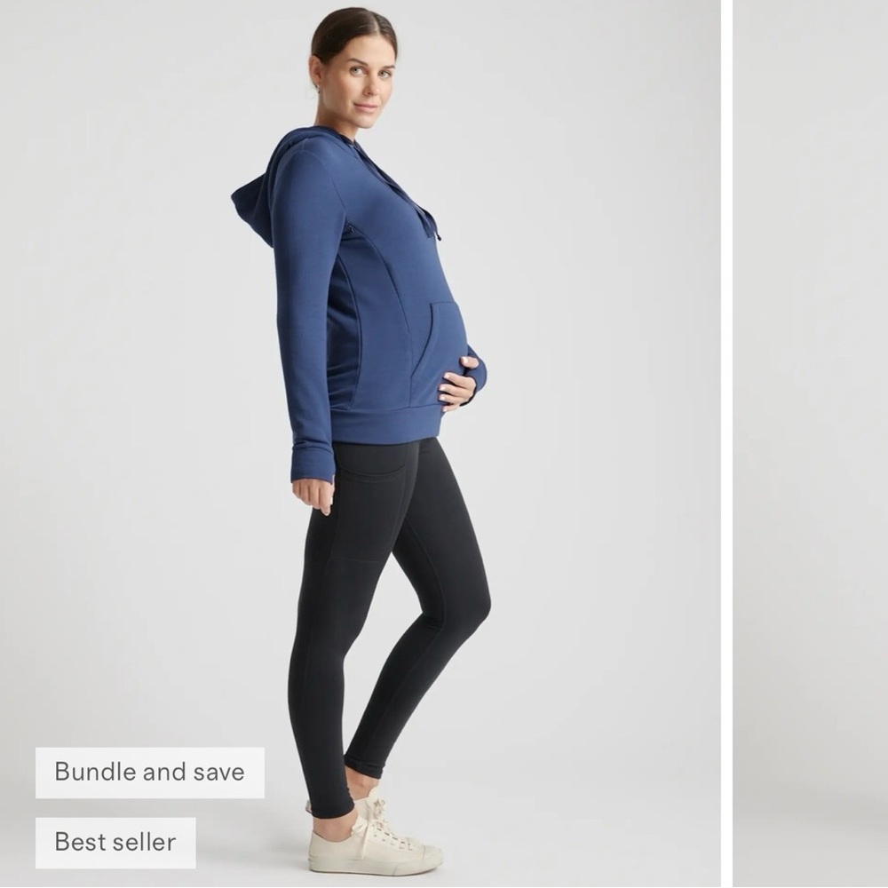 Quince Purple / Eggplant Maternity Hoodie with Kangaroo Pocket - Picture 3 of 10